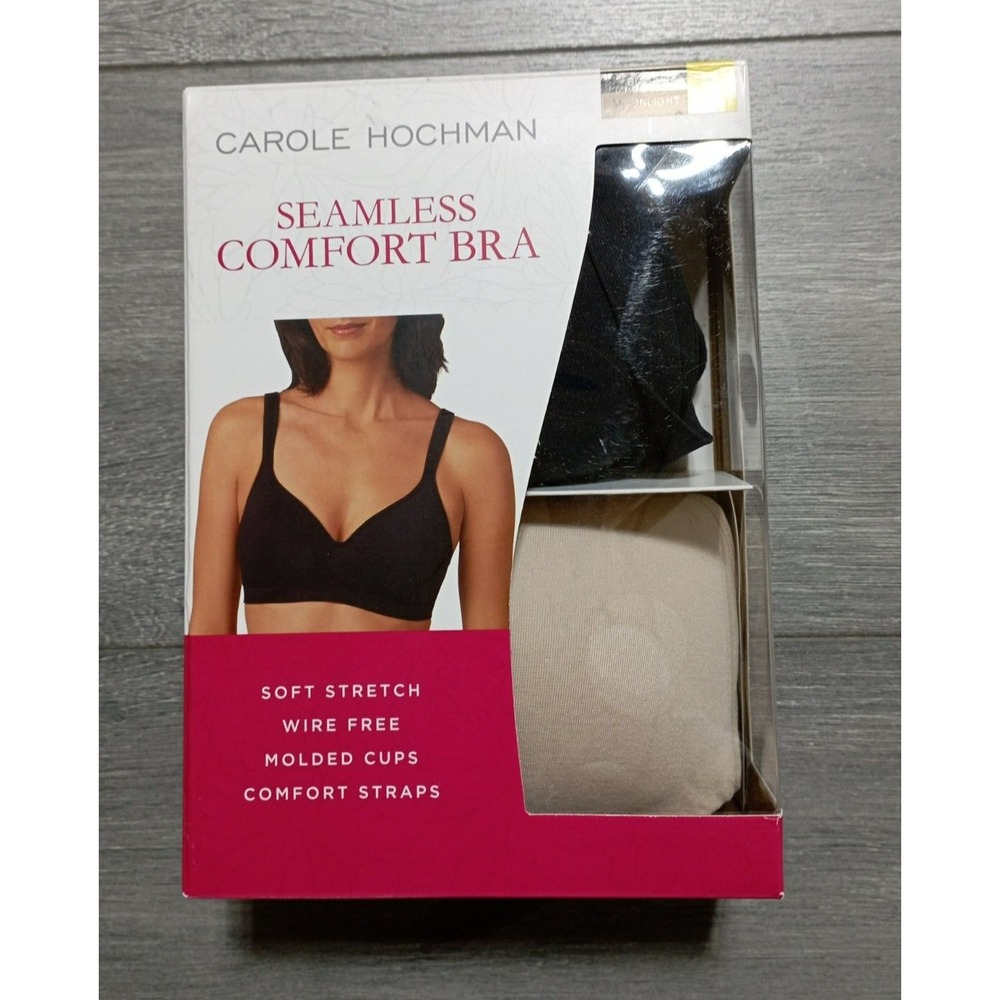 Carole Hochman 2Pack Bras Adult Small Black/Moonlight Seamless Comfort Womens